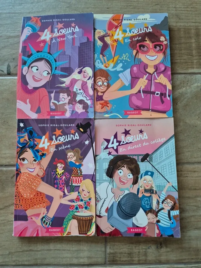 Lot de livres romans 4 soeurs à New York, en colo, en scène et en direct du collège