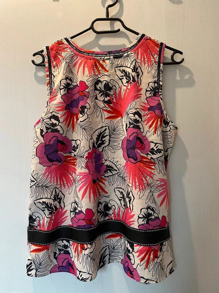 Blouse sans manche été imprimés fleurs Little miss Captain M 38 rose tropical - photo numéro 2