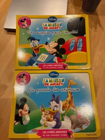 Lot de 2 livres ardoises Disney maternelle la maison de Mickey