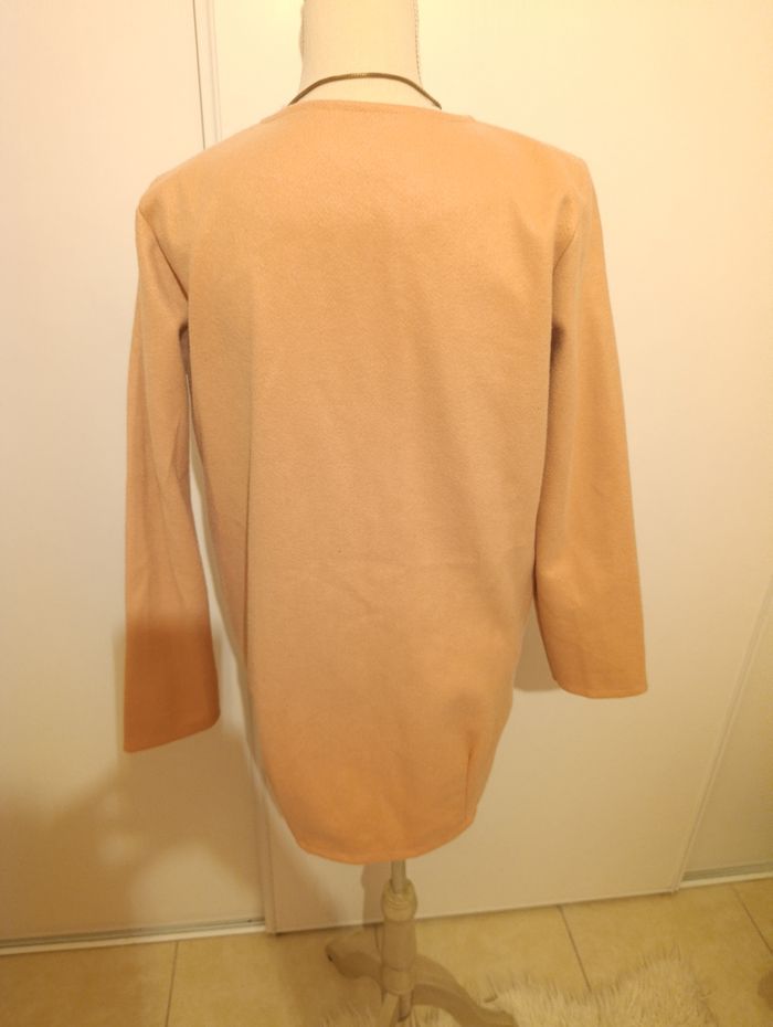 Manteau léger rose poudré décoré de perles – Taille M - photo numéro 4