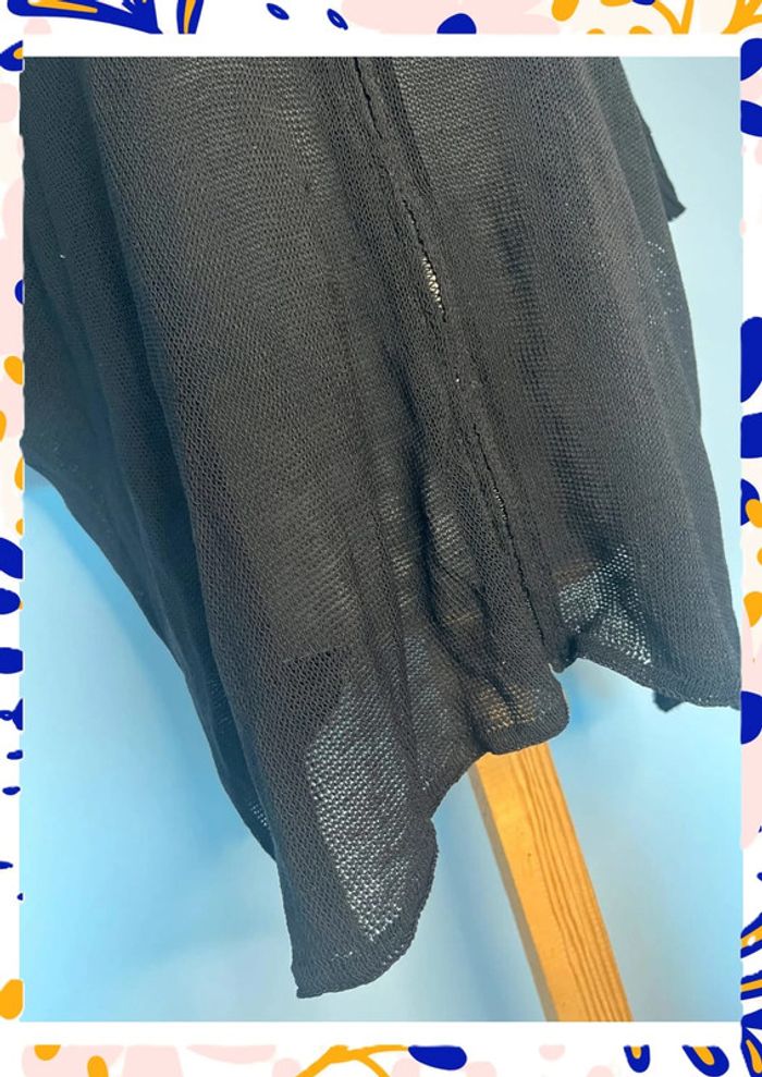 Haut noir partiellement transparent à manches courtes - Taille unique 🌟 - photo numéro 3