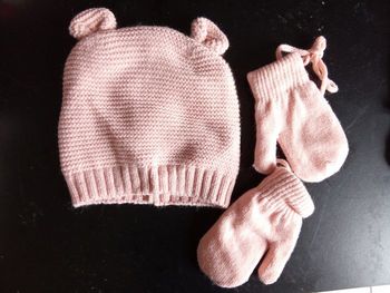 Lot hiver rose perle bébé fille 6,12 mois, mitaines,  gant, Bonnet, hiver, chaud, ski