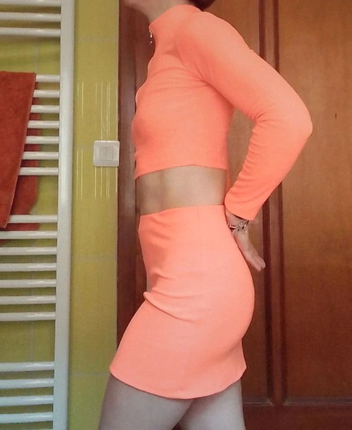 Ensemble croq top et jupe femme orange - photo numéro 3