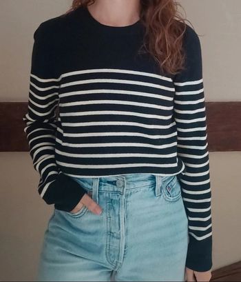 Pull marinière marine blanc laine Cyrillus