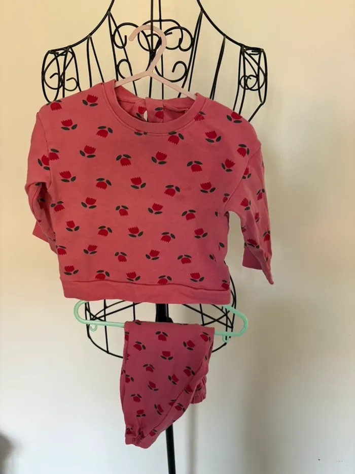 Ensemble bébé fille Lupilu – 6/12 mois – Rose à motifs fleurs 🌸