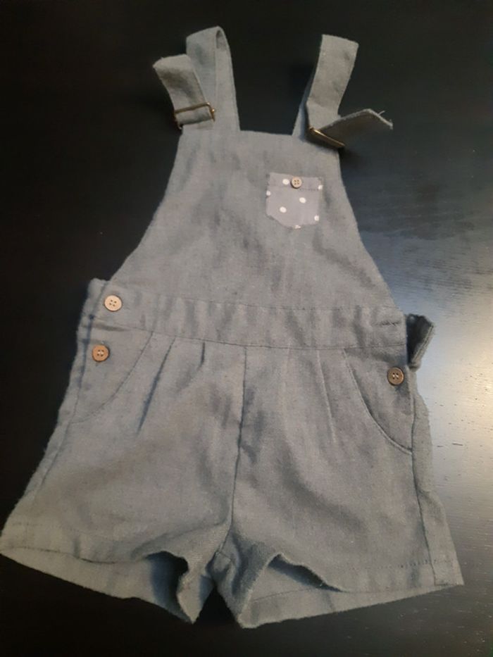 Salopette short grise pois bébé 2 ans 24 mois fille - photo numéro 2