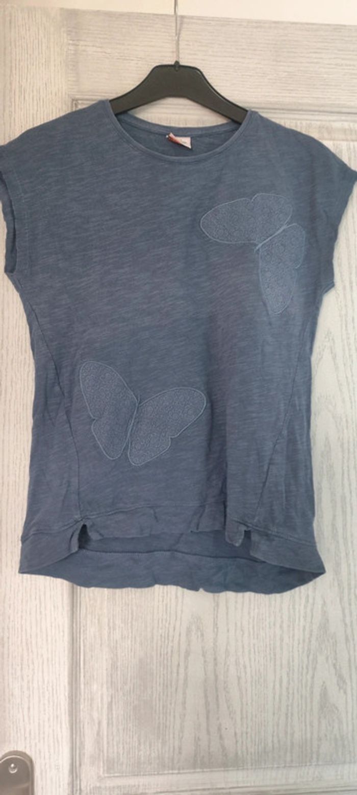 t-shirt bleu enfant papillon - photo numéro 2