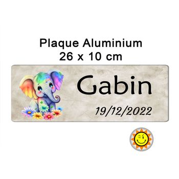 Plaque prénom aluminium personnalisée 26 x10 cm