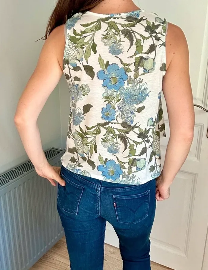 Blouse Salsa – imprimé fleurs bleues & vertes – T36 / S / 1 - photo numéro 2
