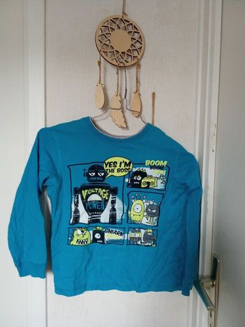 Pull manche longue garçon mi saison gemo kid taille 8 ans bleu ciel, motif, mi saison automne