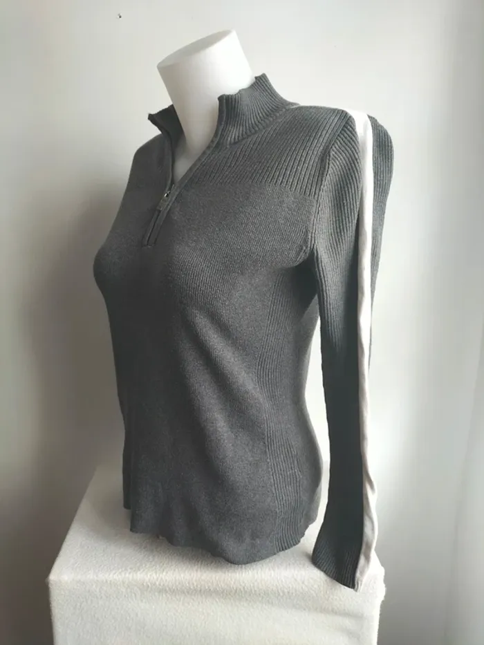 Pull Col Zippé Femmes 100% Coton - Tommy Hilfiger - Taille M - photo numéro 4
