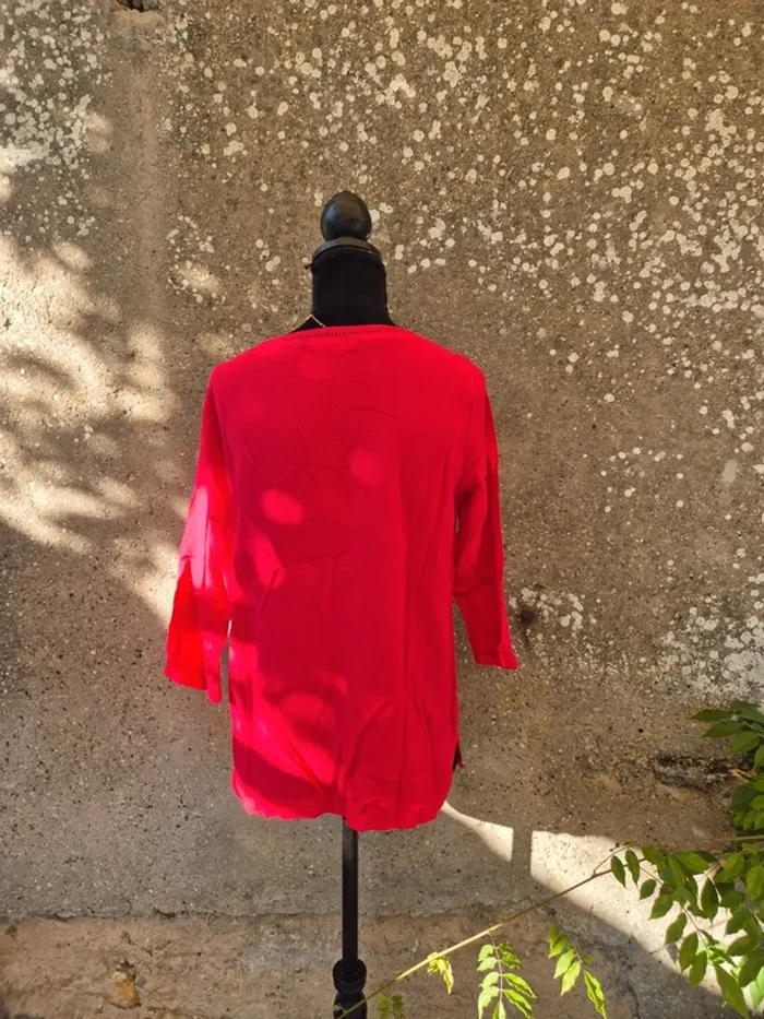 Blouse Camaïeu rouge manches 3/4 T.38 - photo numéro 2