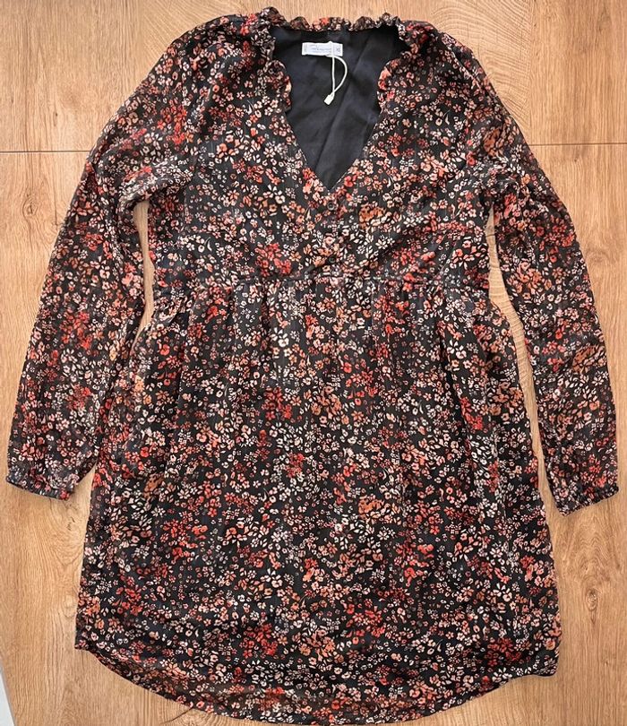 Robe de grossesse à manches longues fleurie neuve Orchestra pour femme, taille XS - photo numéro 2