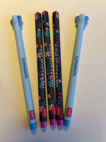 Legami lot stylos  éléphant et fleur (rares)