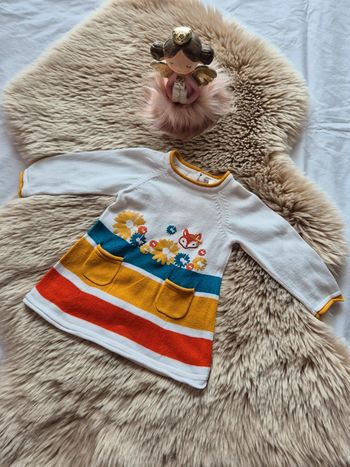 Robe pull blanche renard orchestra  3 mois