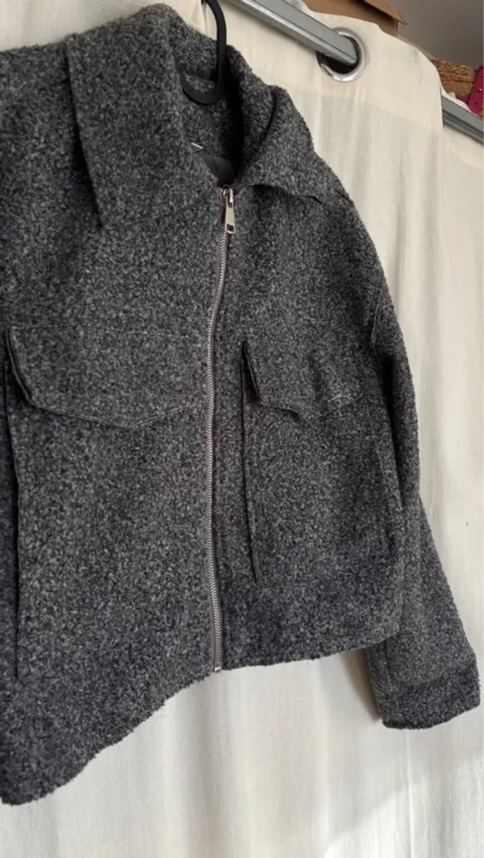 Blouson gris molletonné à poches - photo numéro 2