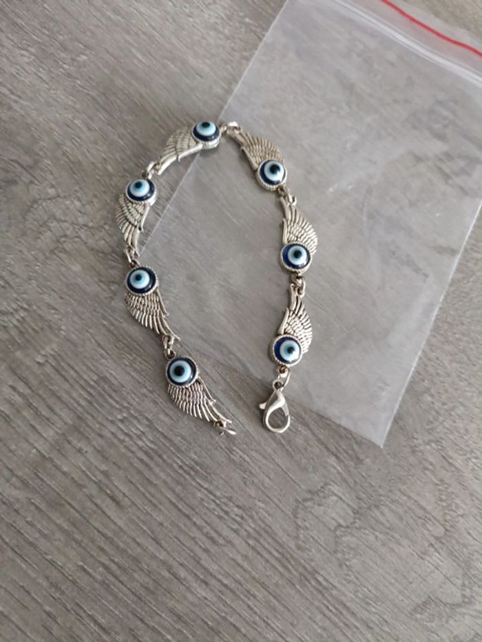 Bracelet œil protecteur ailes en acier inoxydable 17,5 cm - photo numéro 2