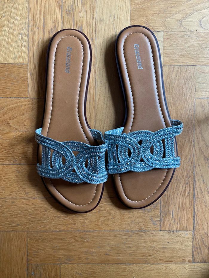 Mules beige/argenté avec paillettes Gracalend taille 40 NEUF - photo numéro 2