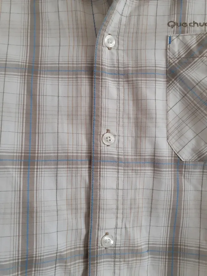 Chemise homme à carreaux beige gris bleu taille XL - photo numéro 7