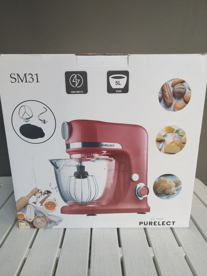 Robot pâtissier multifonction PURELECT SM31 - Rouge - 1300 W - Bol 5 L - Vitesse variable - Pieds antidérapants