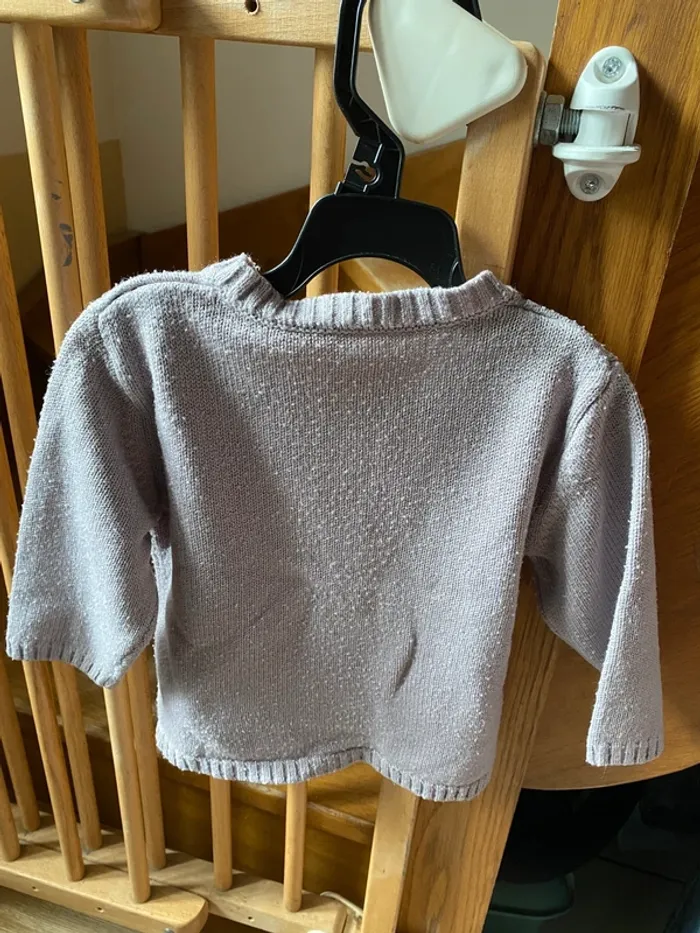 Gilet maille violet/gris 24m fille - photo numéro 2