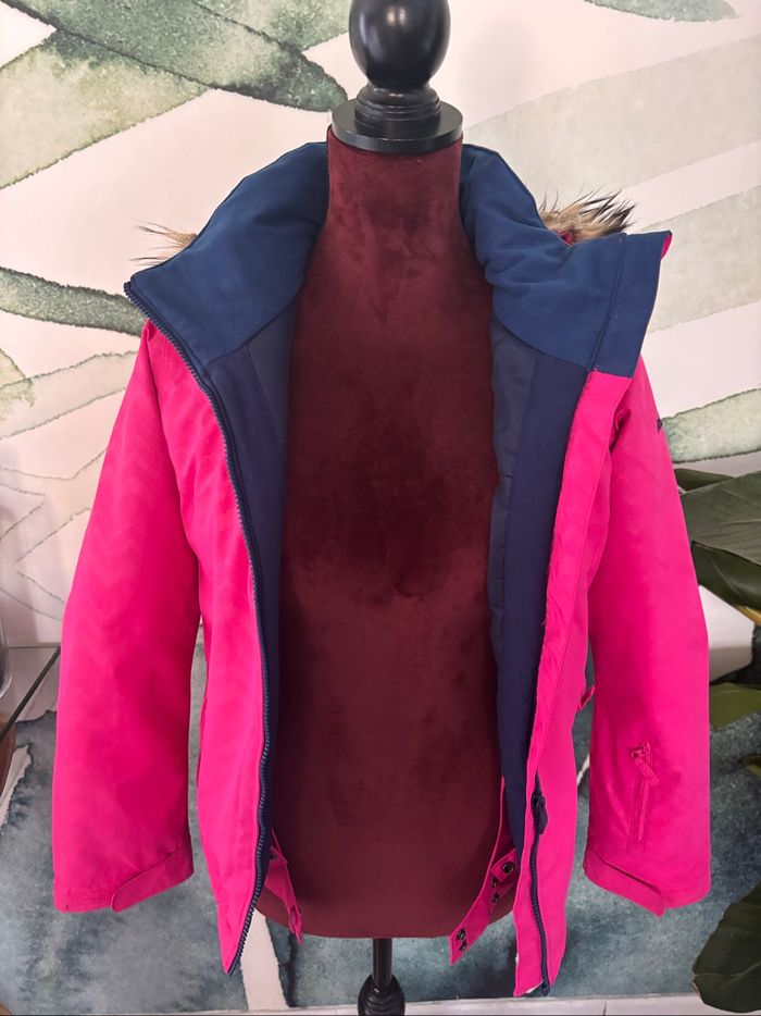 Manteau de ski fille 12 ans Roxy rose capuche fausse fourrure - photo numéro 2