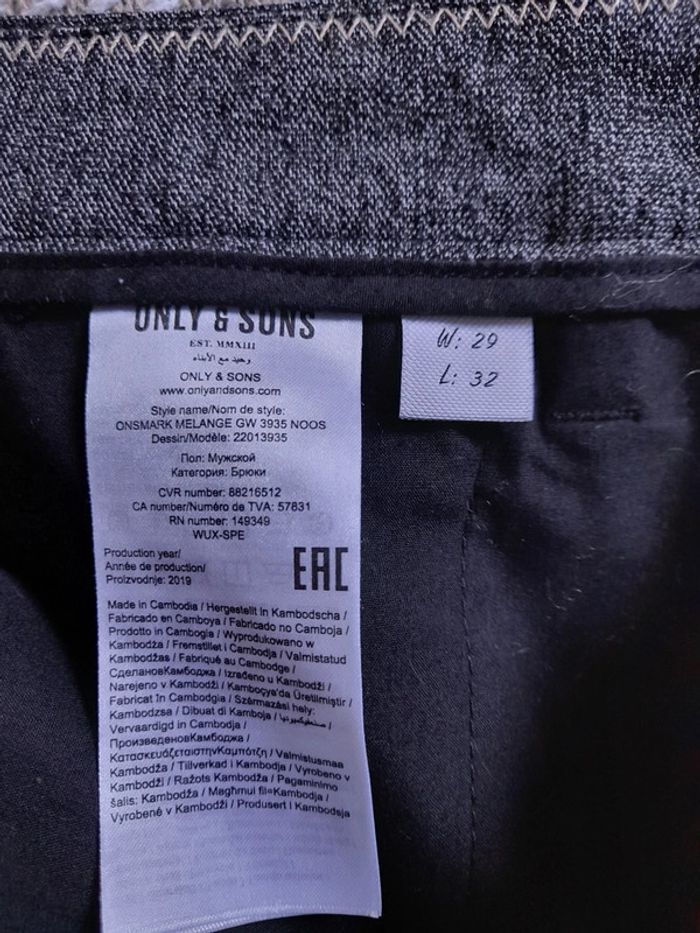 Joli pantalon chino gris chiné Only & Sons taille S/M - photo numéro 3