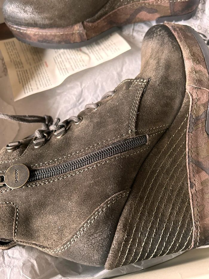 Chaussures bottines marron compensées 36 neuves avec étiquette Geox - photo numéro 3