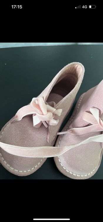 Chaussures rose irisé 21 lacets velours