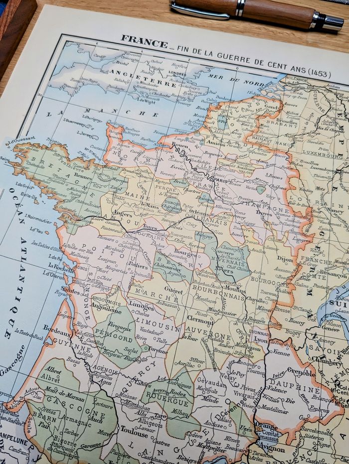 Imprimée en 1900, la France en 1453. Original Vintage Authentique. - photo numéro 9