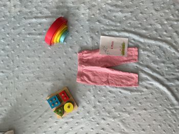 legging rose à pois gris 6 mois taille élastique u tout petits