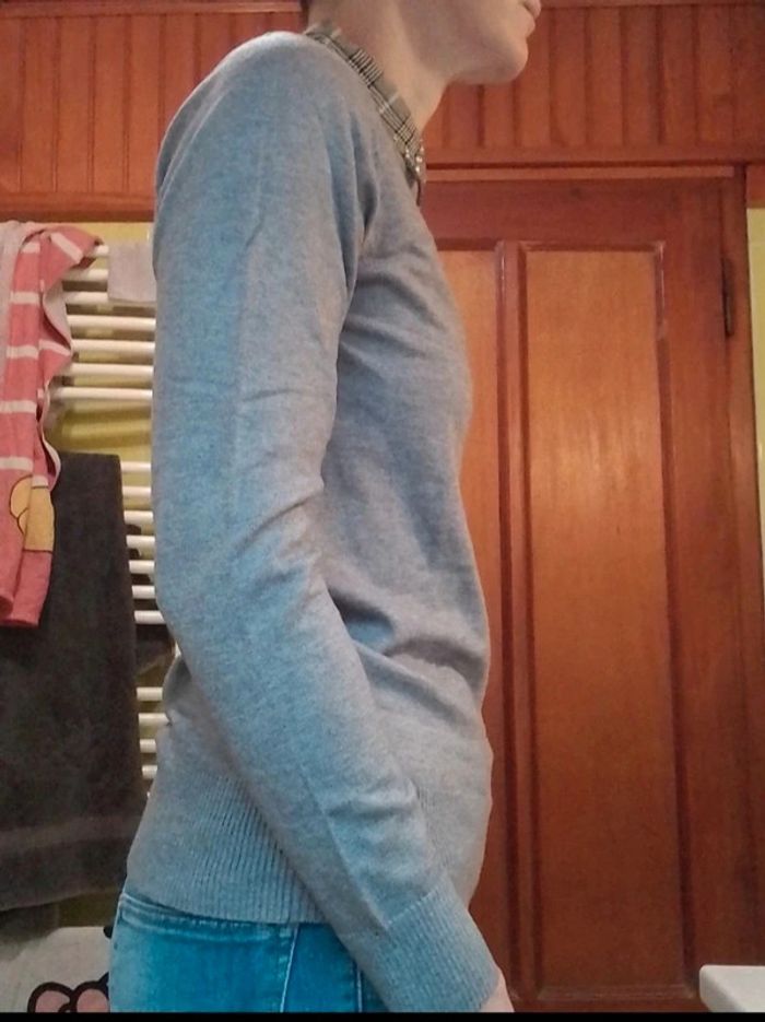 Pull femme col claudine gris - photo numéro 6