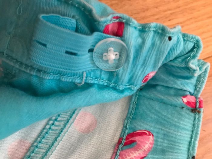 Short fille  bleu turquoise et impression rose - photo numéro 3