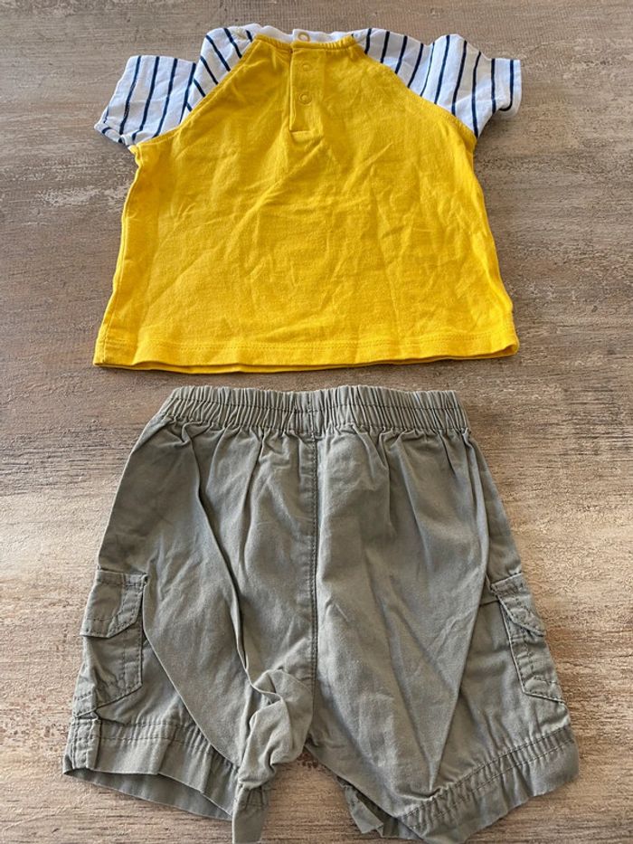 Ensemble t-shirt + short bébé garçon 6 mois - photo numéro 2