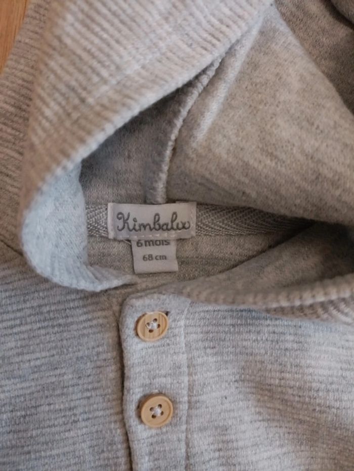 Sweat gris a capuche kimbaloo 6 mois - photo numéro 4