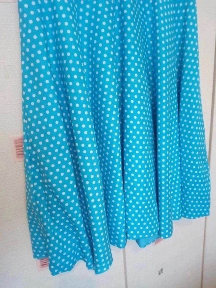 Robe 50's turquoise à pois blancs - photo numéro 7