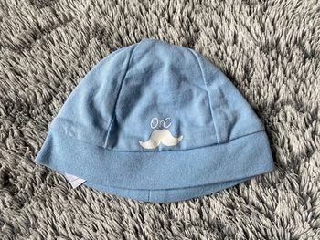 Bonnet de naissance bleu NEUF - 38 cm