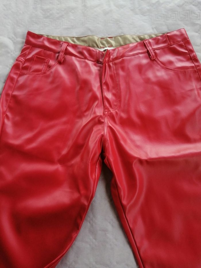 Fetish jean en simili cuir rouge homme t 48 - photo numéro 5