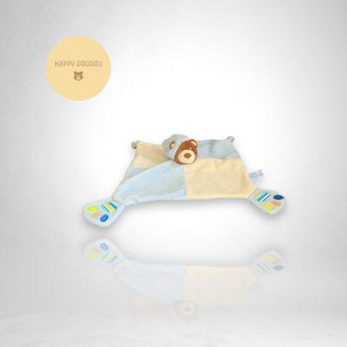 Doudou Carré Ours beige bleu Gipsy DP277 - photo numéro 2