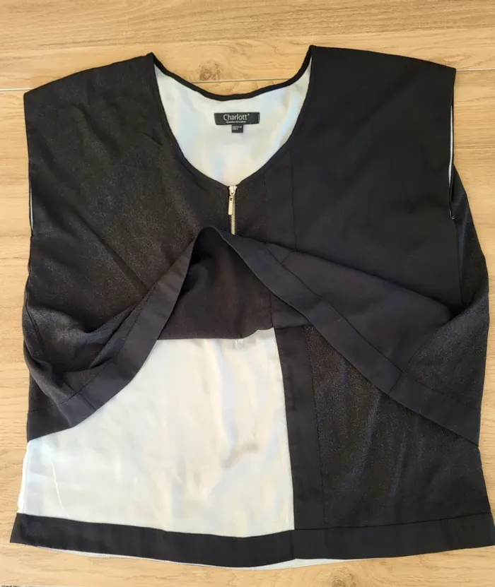 Blouse manches courtes noire et blanche Charlott' Taille 42 44 - photo numéro 7