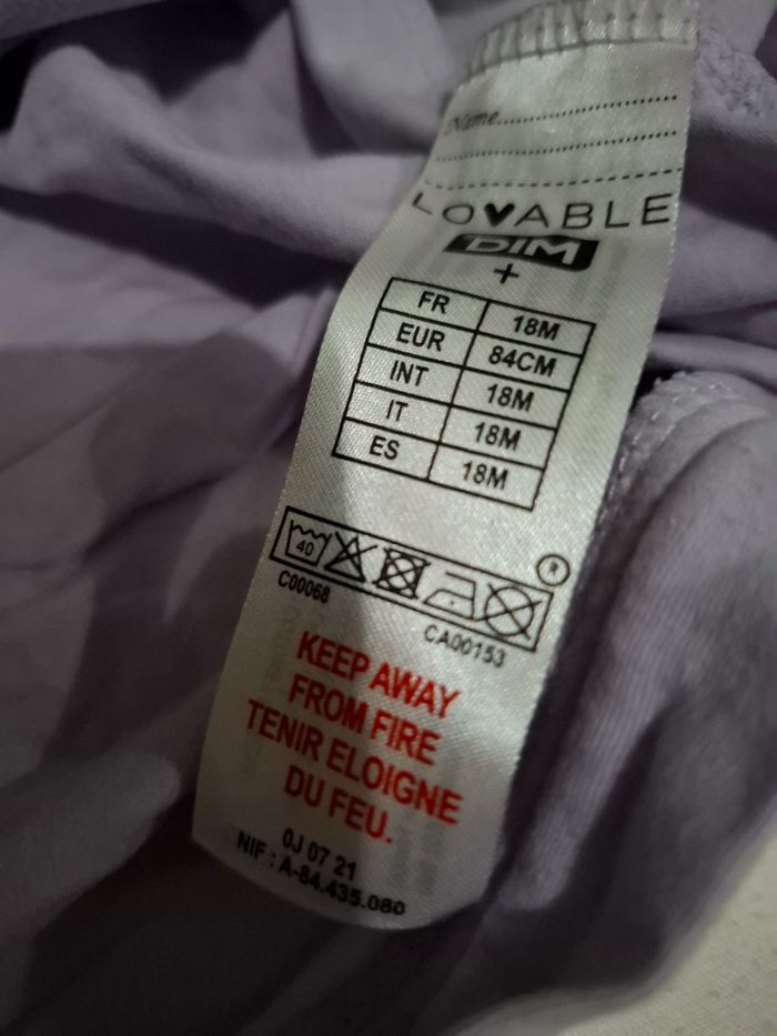 Pyjama violet DIM 18 mois (84cm) - photo numéro 7