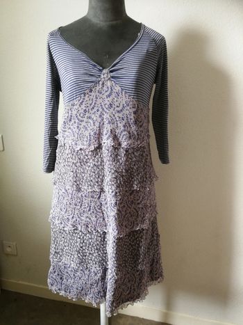 Robe chic One Step volants soie vintage L 40