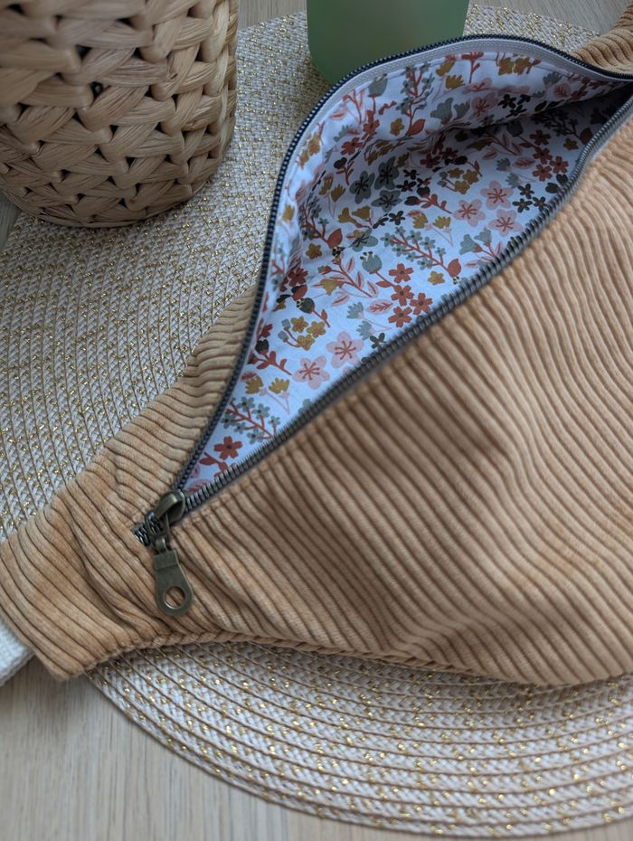 Sac banane femme velours cotelé camel - photo numéro 2