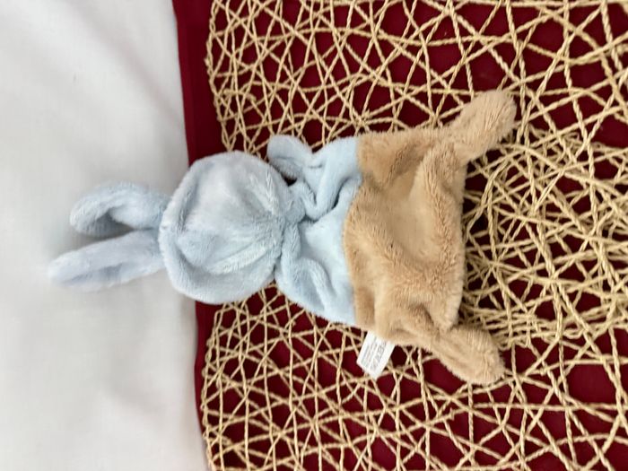 Doudou plat ours déguisé en lapin beige bleu GRAIN DE BLE - photo numéro 3