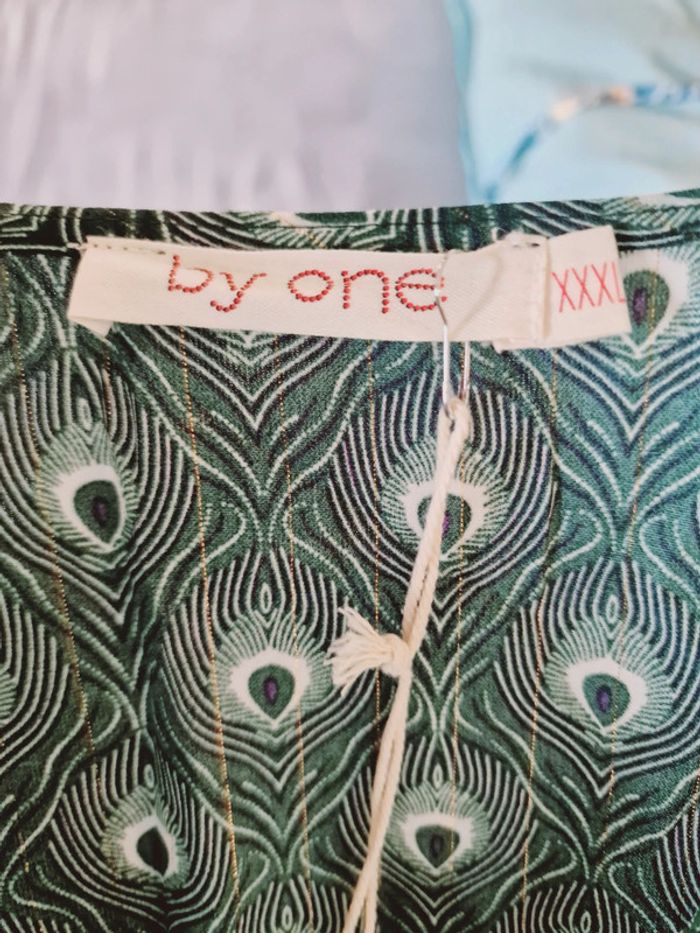 Magnifique robe verte motif paon - photo numéro 4