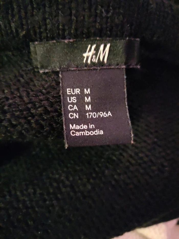 Pull manches 3/4 bicolore noir et blanc H&M M - photo numéro 5