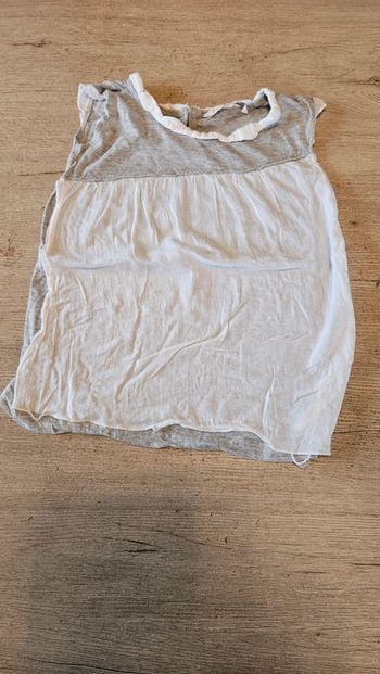 Blouse sans manche grise avec rabat blanc,Buissonnière, 8 ans