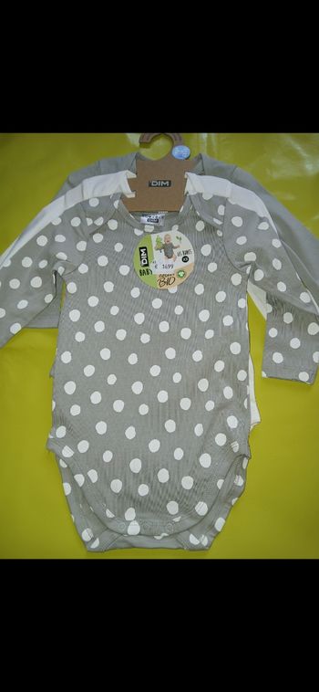 Lot de 3 bodies fille manches longues dim 6 mois