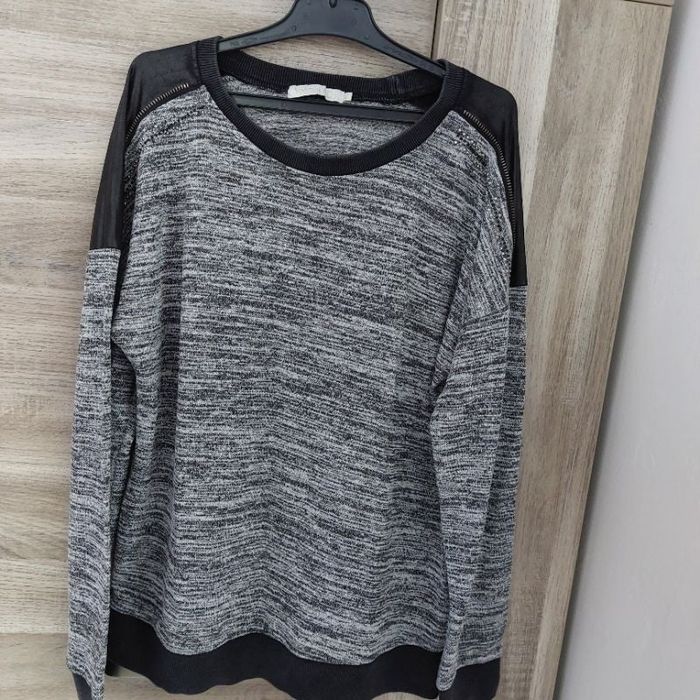 Pull léger chiné gris noir