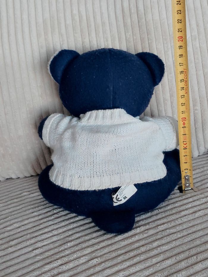 Peluche ours bleu marine pull blanc SW vintage / La Redoute - photo numéro 2